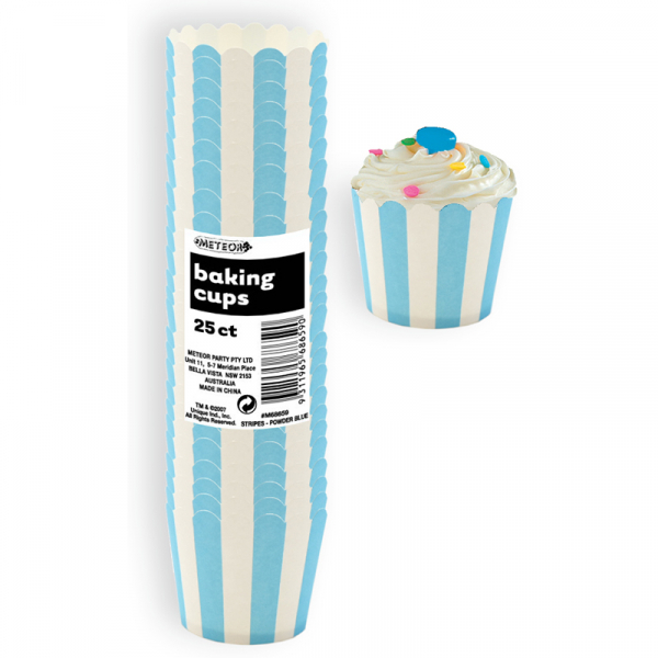 Stripes Pastel Blue Baking Cup 25PK