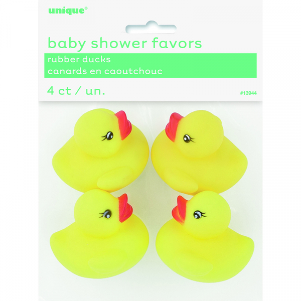 Baby Shower Rubber Yellow Ducks 4PK