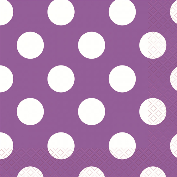 Polka Dots Beverage Napkins Pretty Purple 16PK