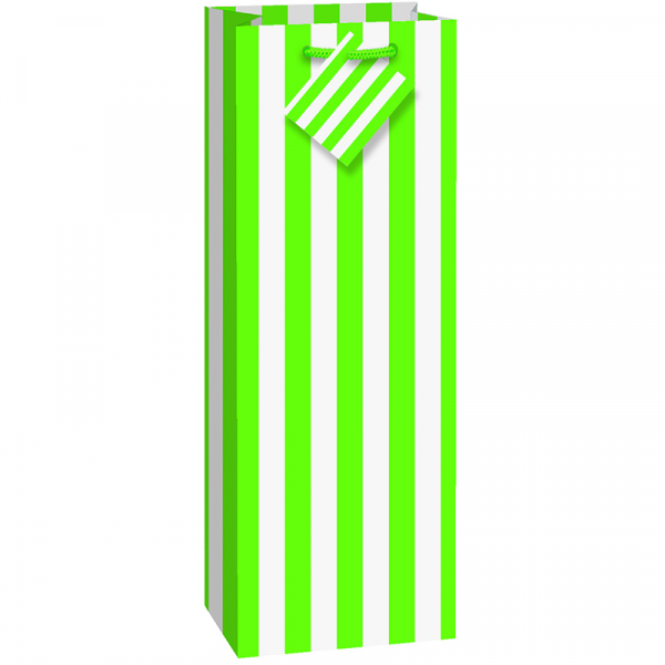 Stripes Lime Green Wine Bag