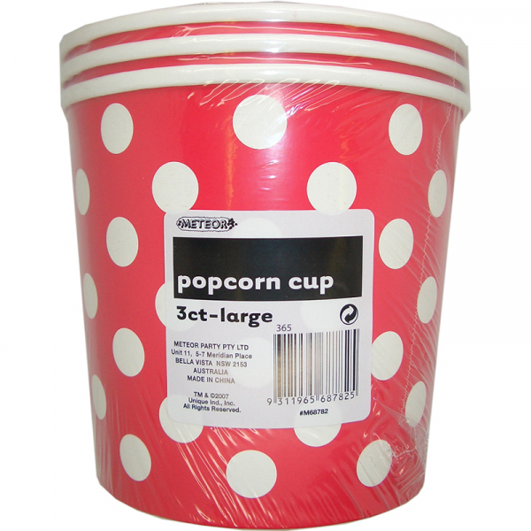 Polka Dots Popcorn Cups Large Ruby Red 3PK
