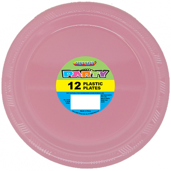 Plastic Around Plates 18cm Pastel Pink 12PK