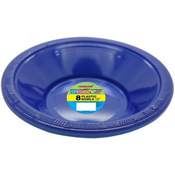 Plastic Bowls 18cm Navy Blue 8PK