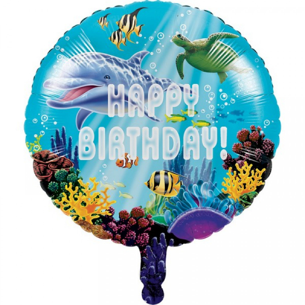 Ocean Party Happy Birthday 45cm Foil Balloon