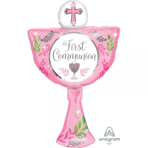 Supershape Communion Day Girl Foil Balloon Inflated with Helium