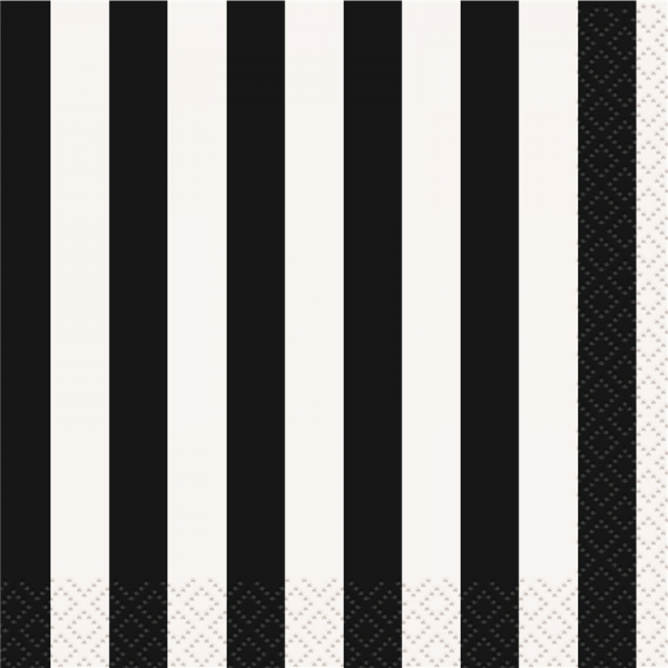 Stripes Black Beverage Napkins 16PK