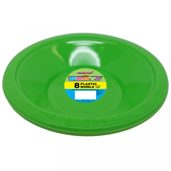 Plastic Bowls 18cm Lime Green 8PK