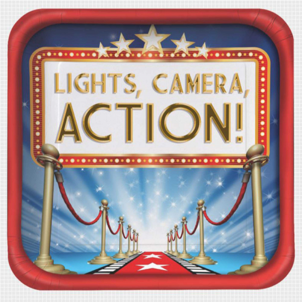 Hollywood Lights Dinner Plates Lights, Camera, Action 8PK