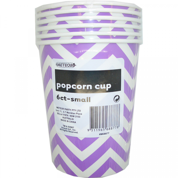 Chevron Popcorn Cup Small Purple 6PK