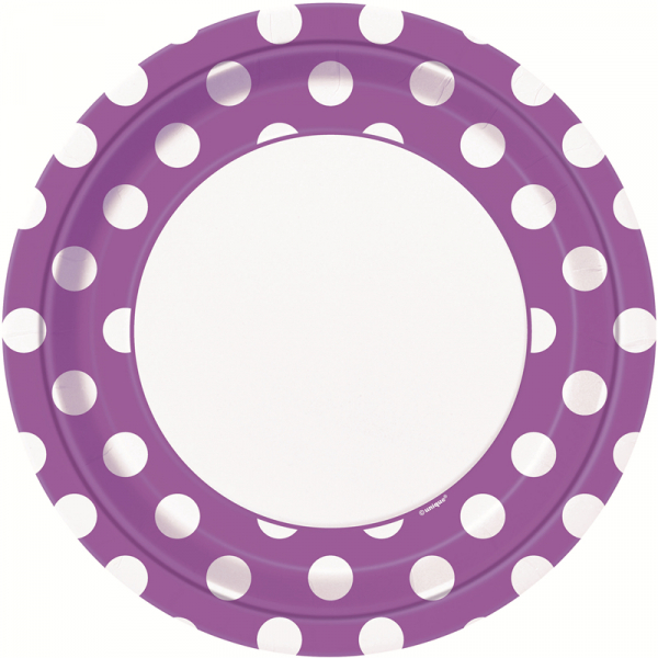 Polka Dots 23cm Plates Pretty Purple 8PK