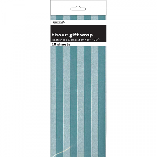 Stripes Teal Tissue Sheet Gift Wrap 10PK