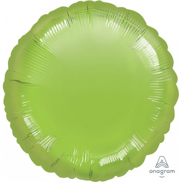 45cm Round Foil Balloon Lime Green Inflated with Helium