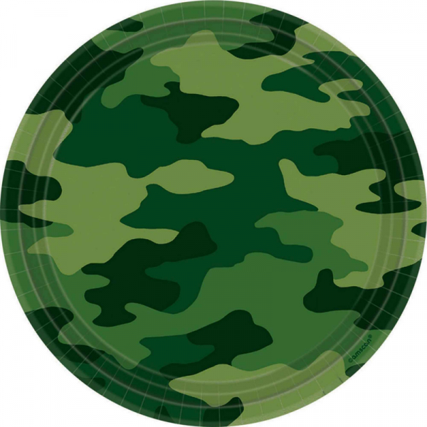 Camouflage 23cm Round Plates 8PK