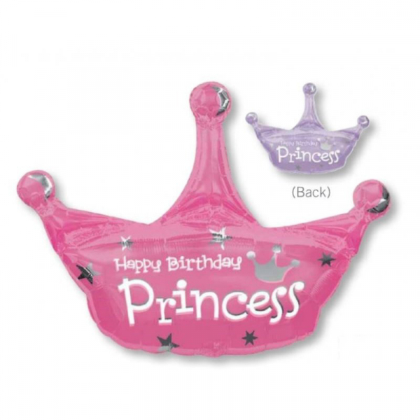 Supershape Birthday Princess Crown 2-Side Printed Foil Balloon Inflated with Helium