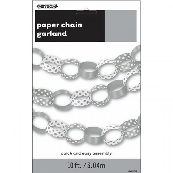 Polka Dots Paper Chain Silver