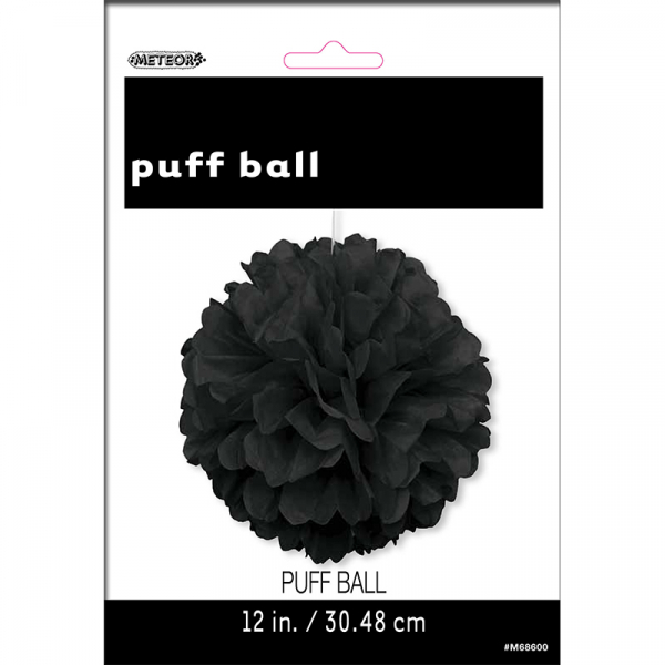 Hanging Puff Ball Decoration 30cm Black