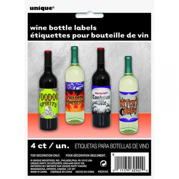 Scary Wine Bottle Labels Stickers 4PK