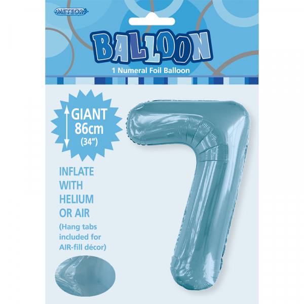 86cm 34 Inch Gaint Number Foil Balloon Pastel Blue 7