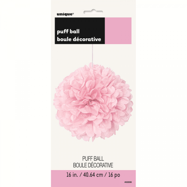 Hanging Puff Ball Decoration 40cm Pastel Pink