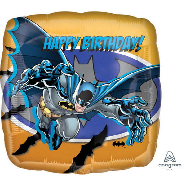 45cm Standard Batman Happy Birthday Foil Balloon Inflated with Helium