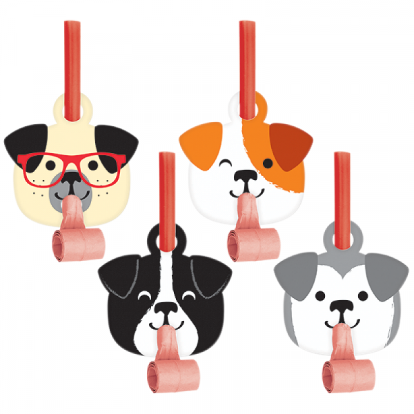 Dog Party Blowouts With Medallions 8PK