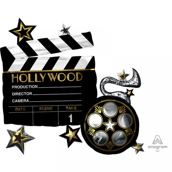 Supershape Hollywood Lights Camera Action Foil Balloon Inflated with Helium