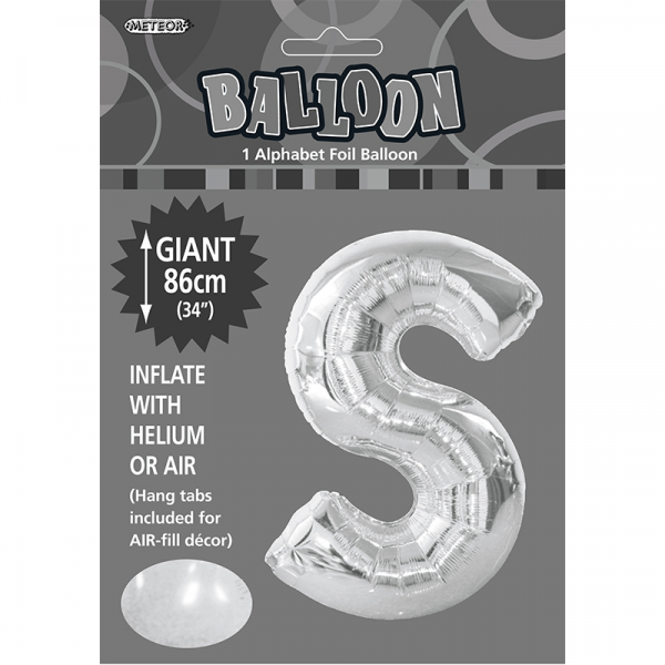 86cm 34 Inch Gaint Alphabet Foil Balloon Silver S