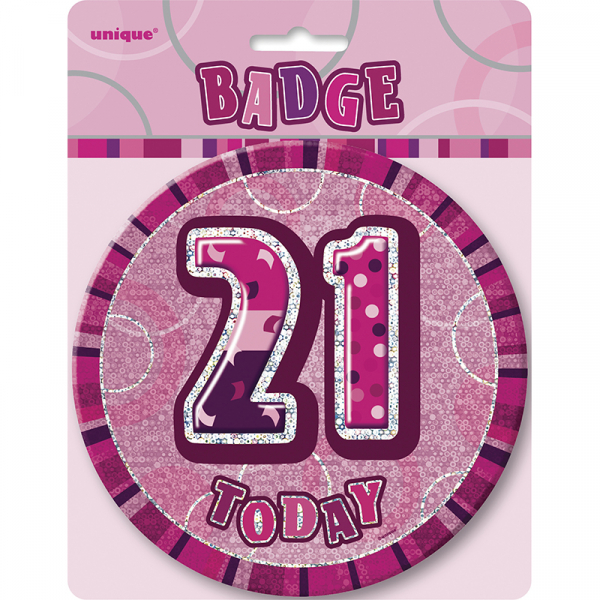 Glitz Birthday Pink Badge 21st