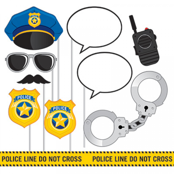 Police Party Photo Booth Props Assorted Sizes 10PK