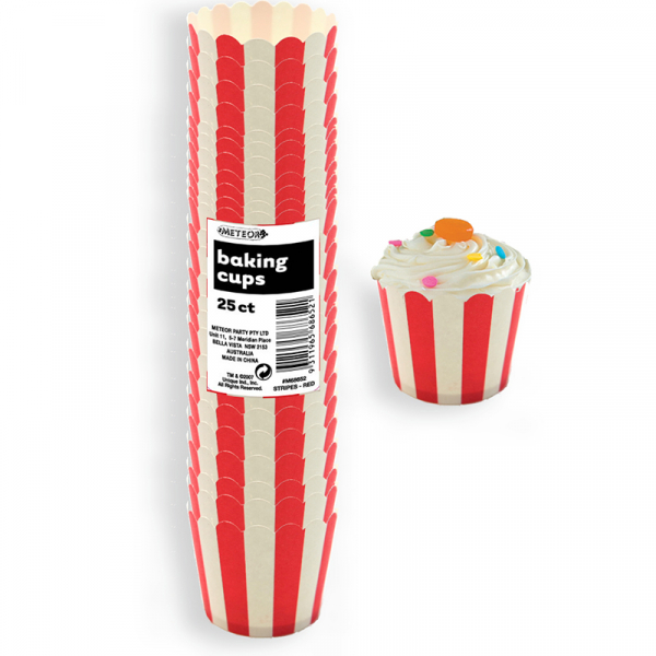 Stripes Red Baking Cup 25PK
