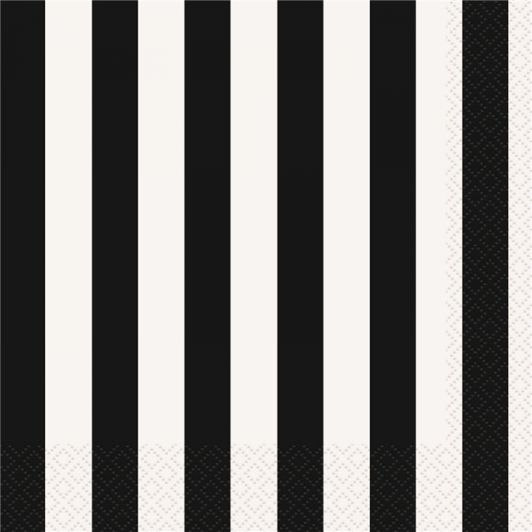 Stripes Black Luncheon Napkins 16PK