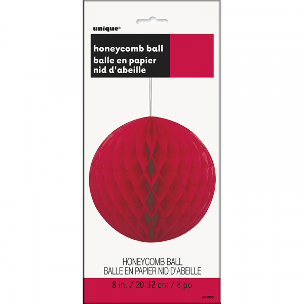 Hanging Honeycomb Ball 20cm Red
