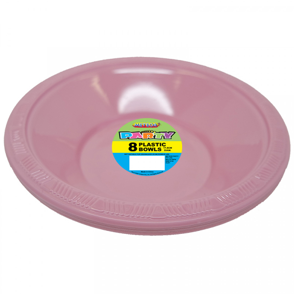 Plastic Bowls 18cm Pastel Pink 8PK