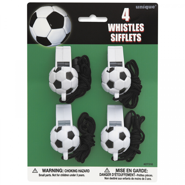 3D Soccer Ball Whistles 4PK