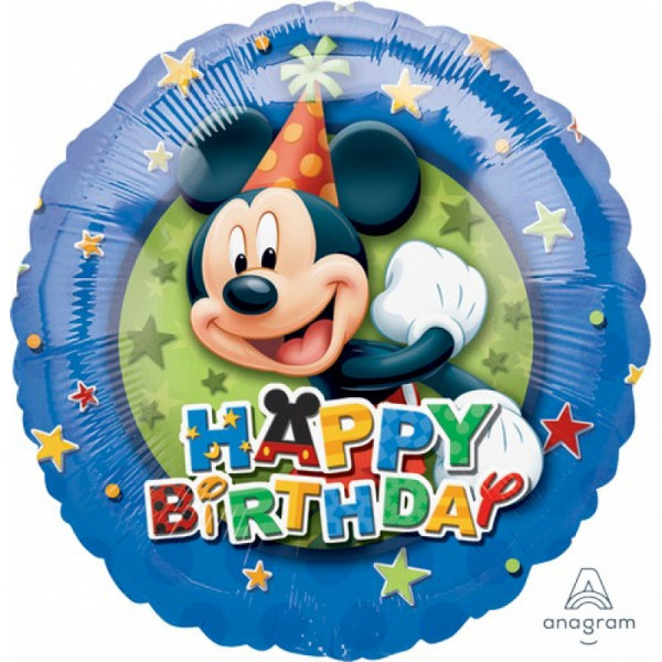 45cm Standard Mickey Birthday Stars Foil Balloon Inflated with Helium