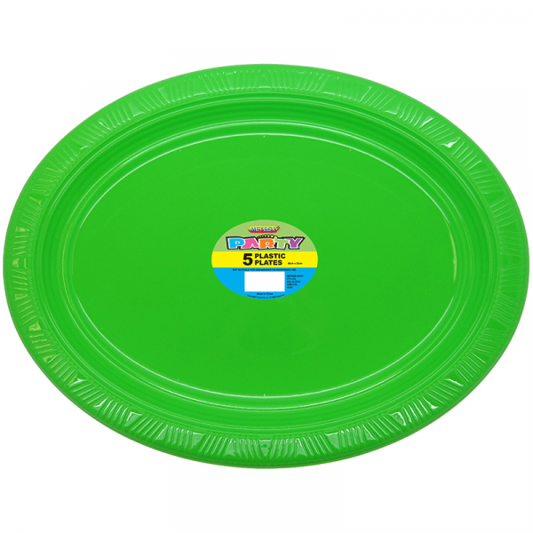 Oval Plastic Plates Lime Green 5PK