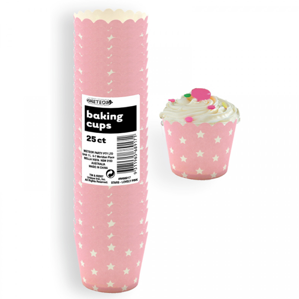 Stars Baking Cups Pastel Pink 25PK