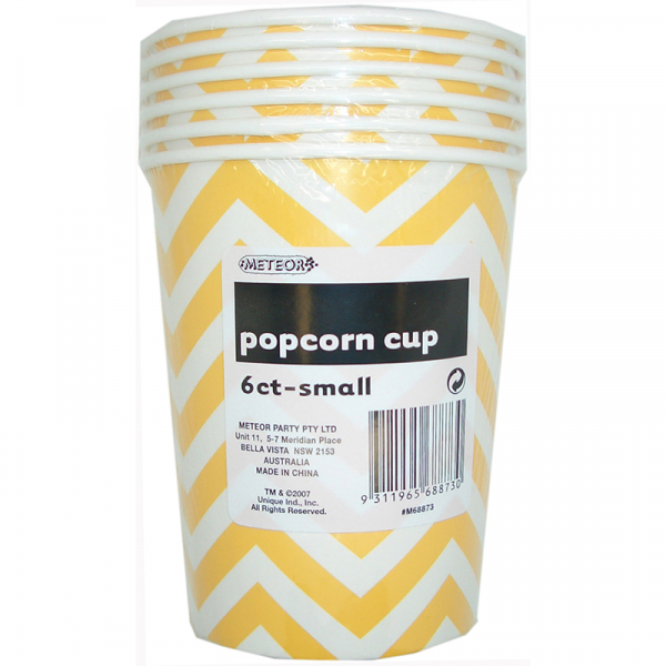 Chevron Popcorn Cup Small Yellow 6PK