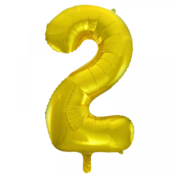 86cm 34 Inch Gaint Number Foil Balloon Gold 2 Inflated with Helium