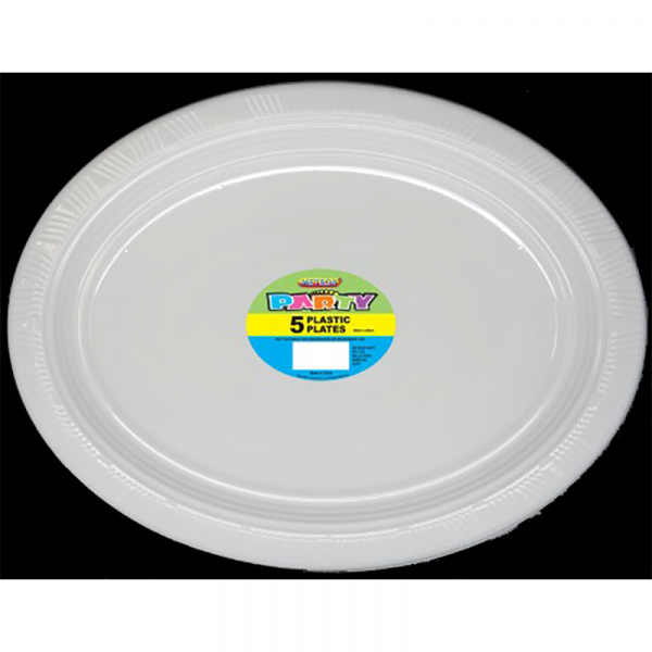 Oval Plastic Plates Pastel Blue 5PK
