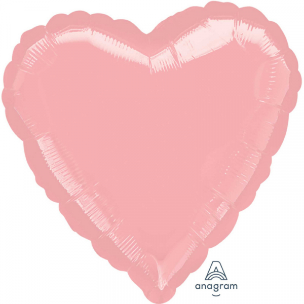 81cm Heart Foil Balloon Pastel Pink Inflated with Helium