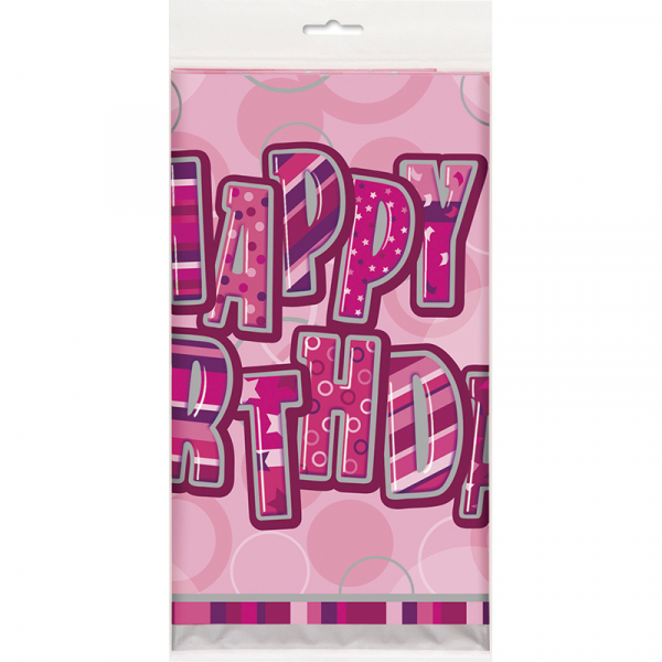 Glitz Birthday Pink Tablecover