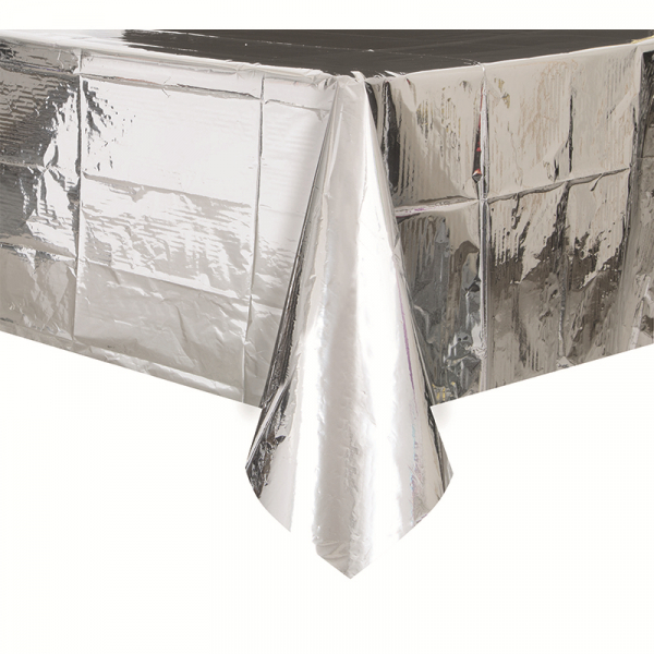 Plastic Tablecover Rectangle Metallic Silver