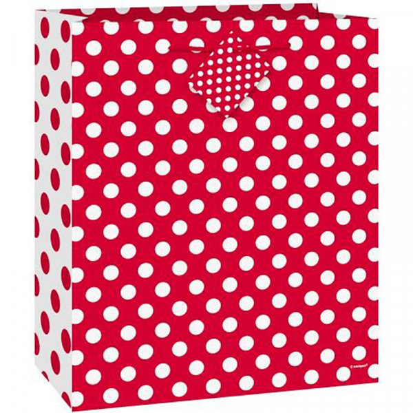 Polka Dots Gift Bag Ruby Red
