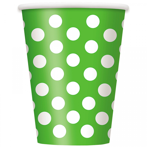 Polka Dots Cups Lime Green 6PK