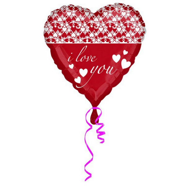 45cm Standard I Love You Infinity Hearts Foil Balloon Inflated with Helium