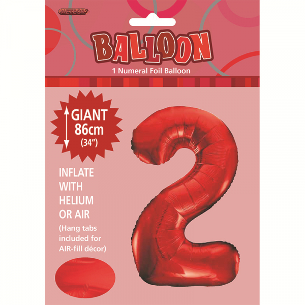 86cm 34 Inch Gaint Number Foil Balloon Red 2