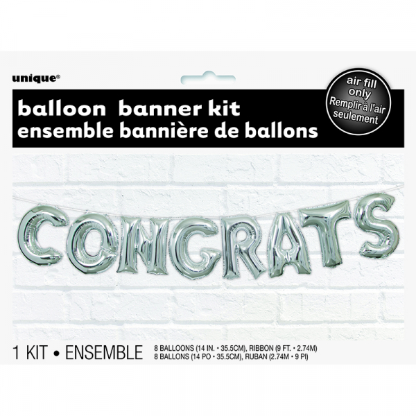 Congrats 14"Letter Foil Balloon Kit 8PK