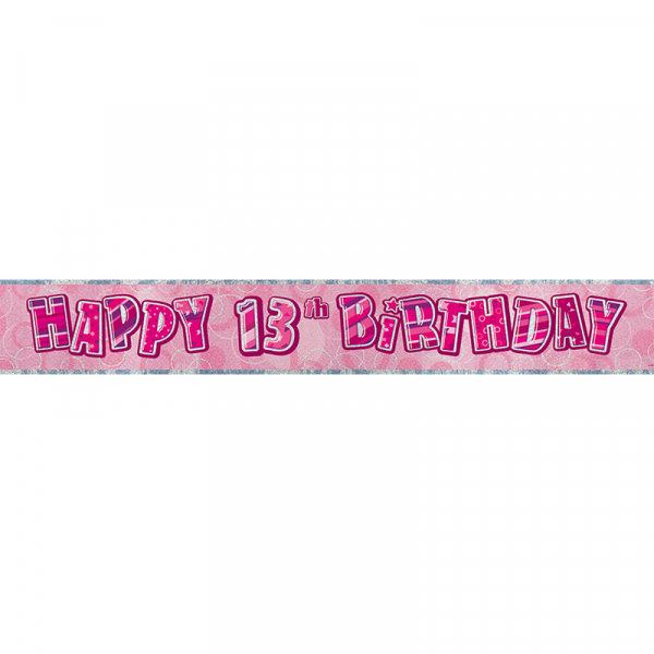 Glitz Birthday Pink Foil Banner 13th