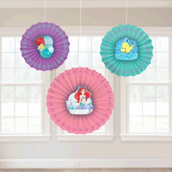 The Little Mermaid Ariel Dream Big Fan Decorations 3PK